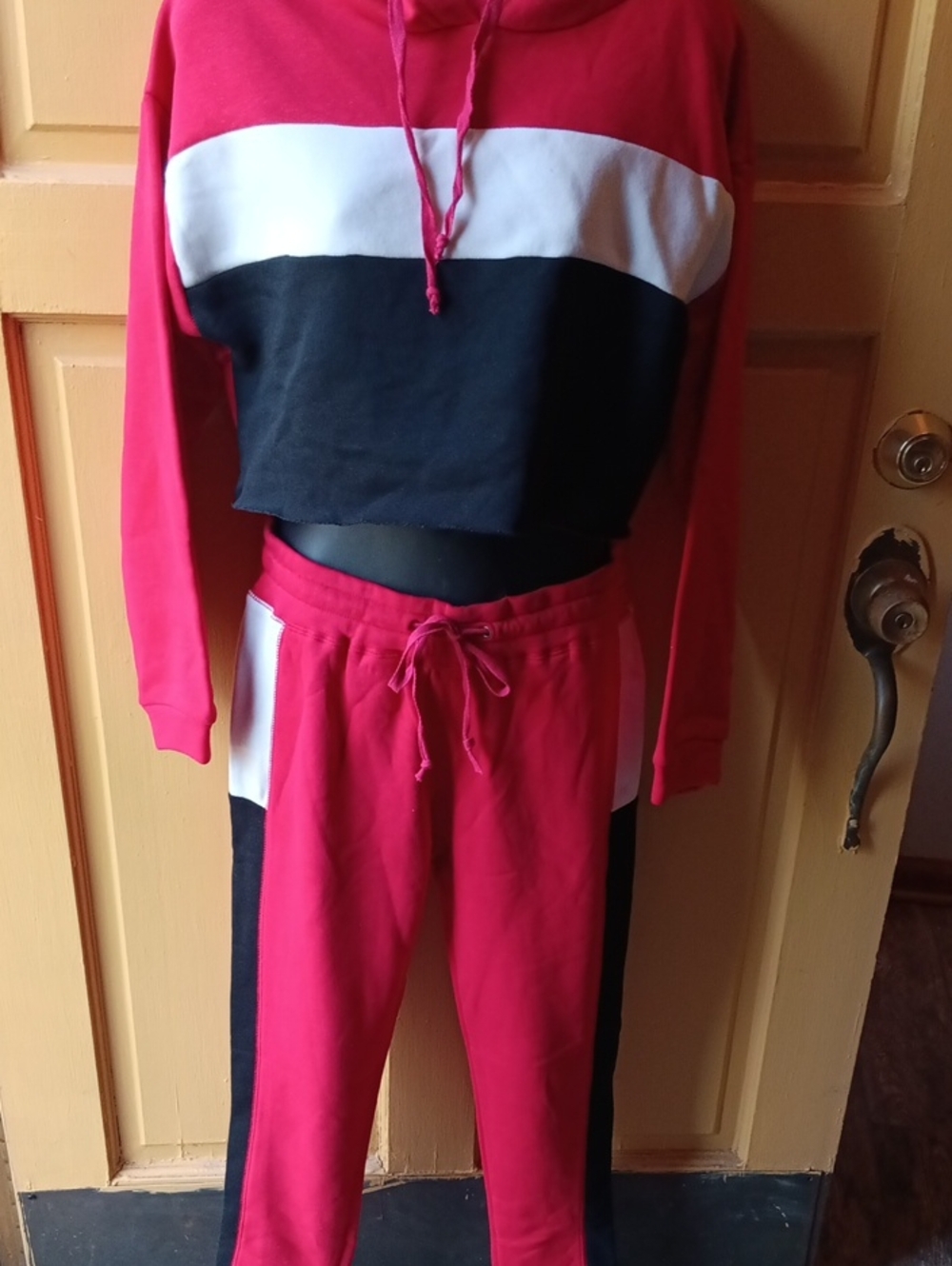 Women’s Colorblock Jogger Set - Pink/Black/White